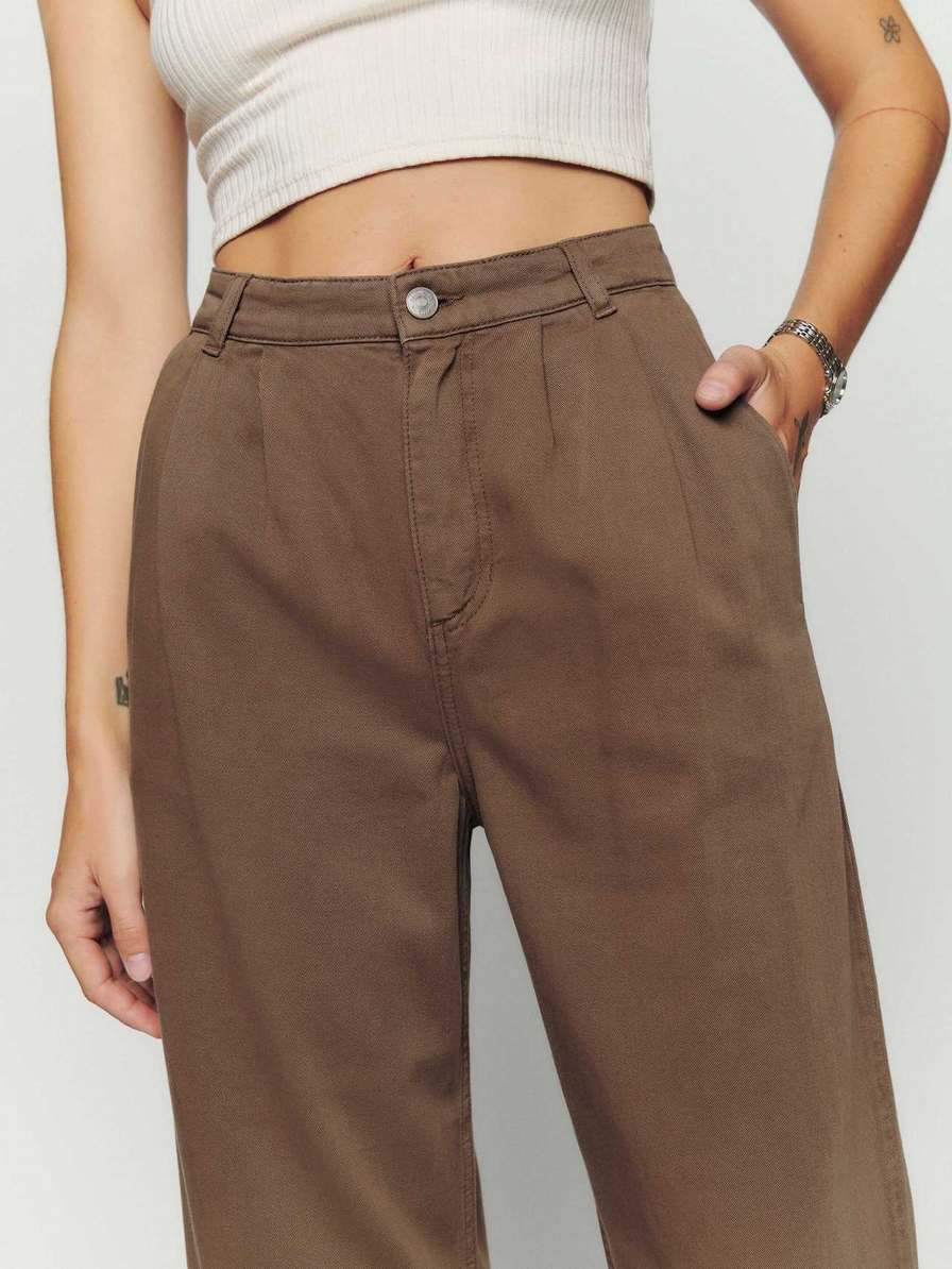 Women's Reformation Montauk Pants Khaki | USA-175024