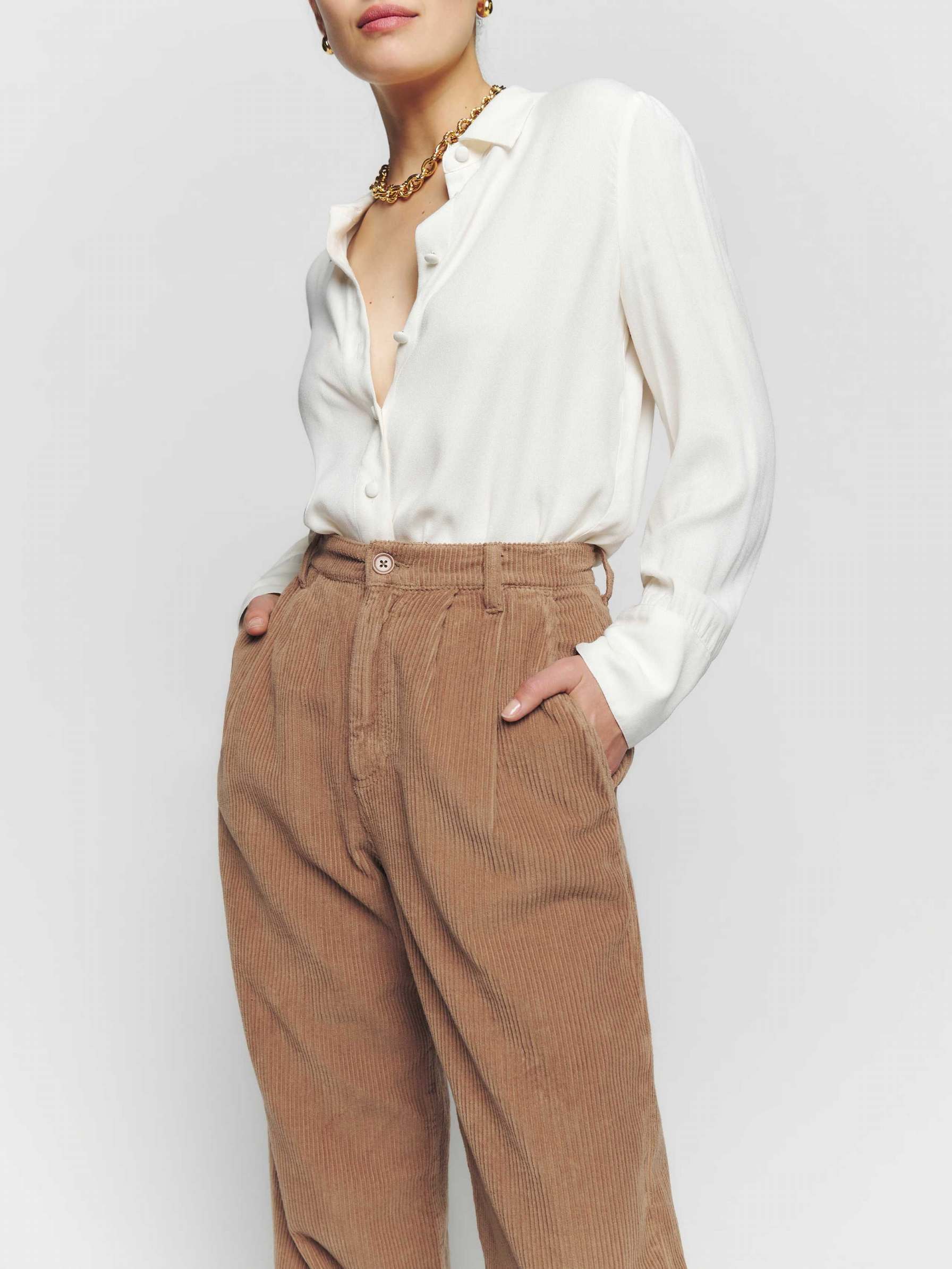 Women's Reformation Montauk Pants Khaki | USA-270813