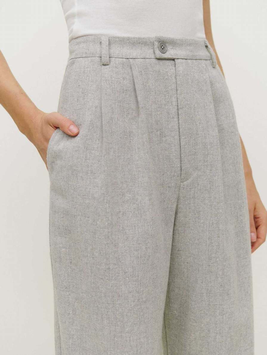 Women's Reformation Montauk Pants Light Grey | USA-278351