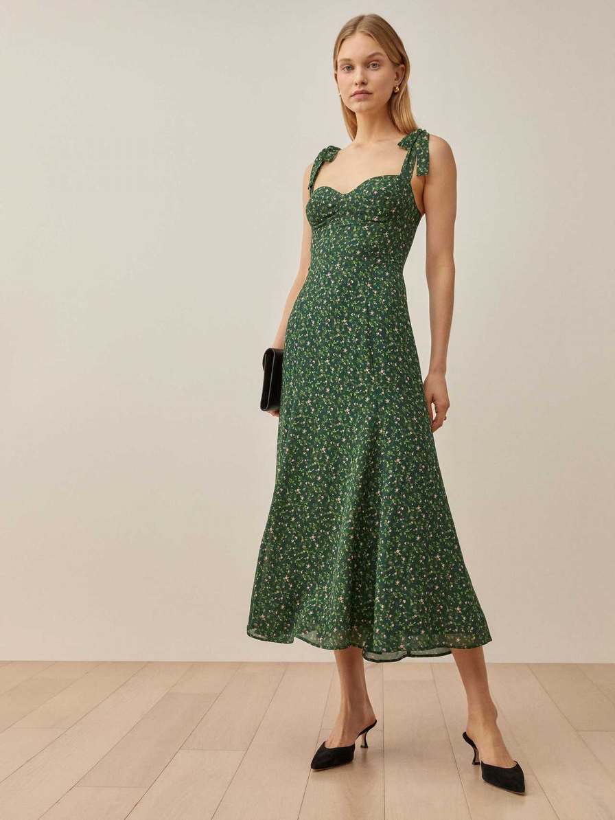 Women's Reformation Nadira Dress Dark Green | USA-627815