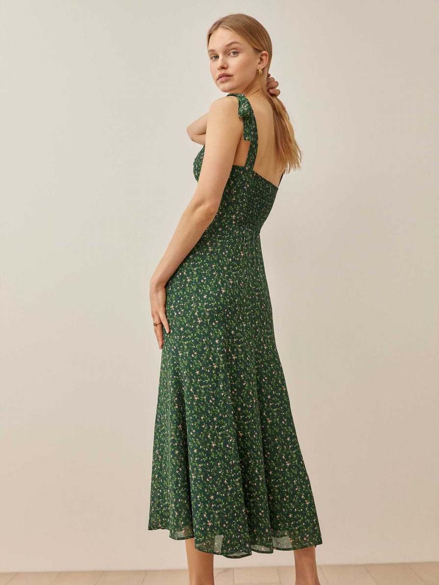 Women's Reformation Nadira Dress Dark Green | USA-627815