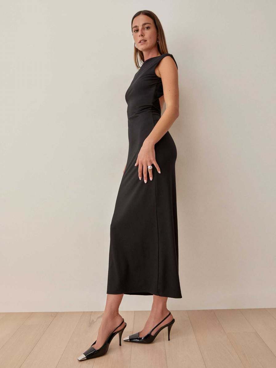 Women's Reformation Nili Knit Dress Black | USA-081376