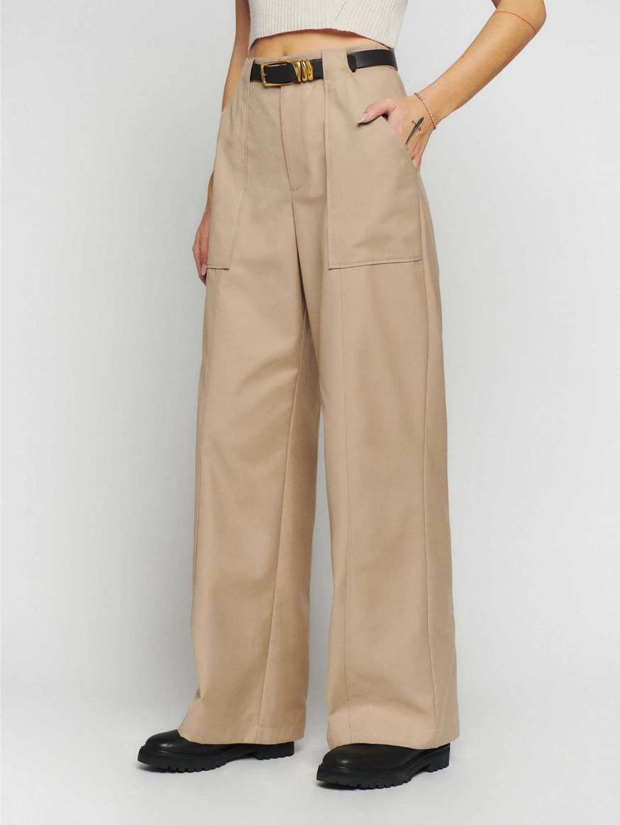 Women's Reformation Noah Pants Khaki | USA-346751