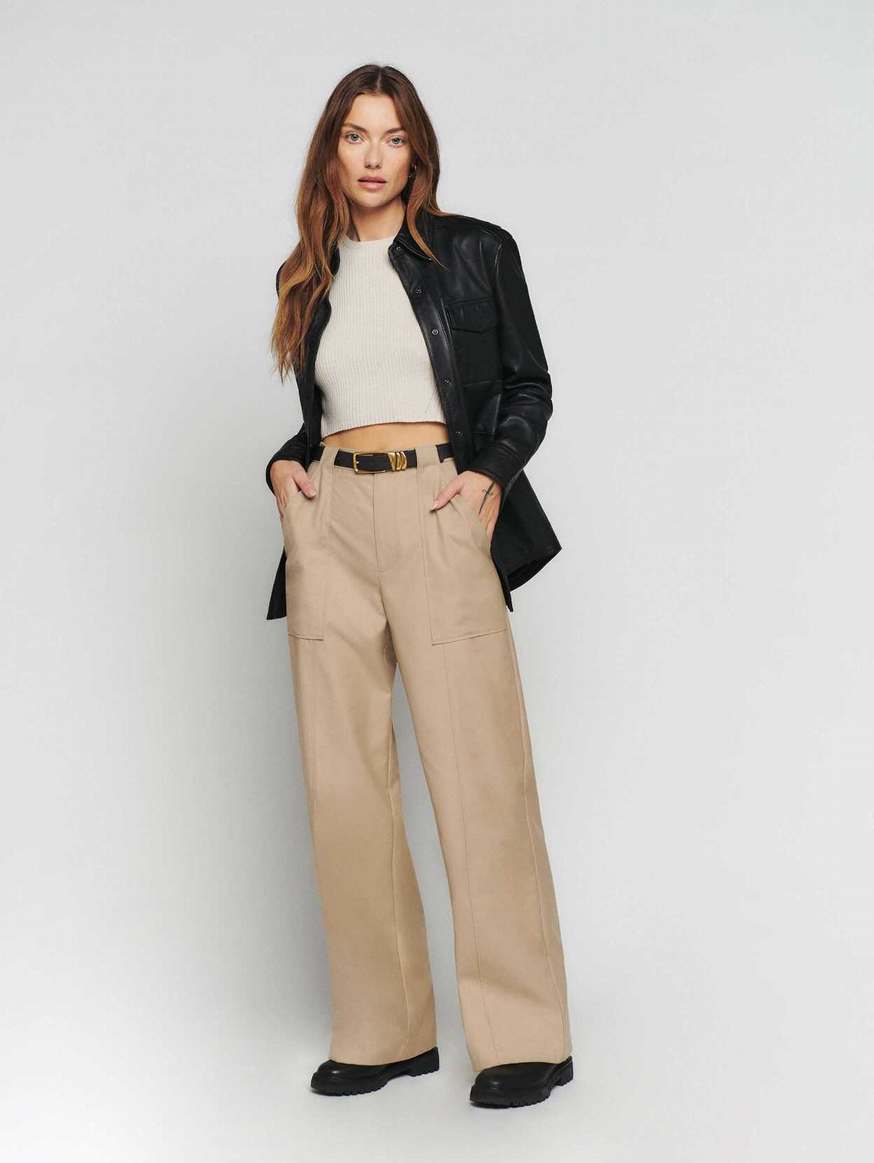 Women\'s Reformation Noah Pants Khaki | USA-346751