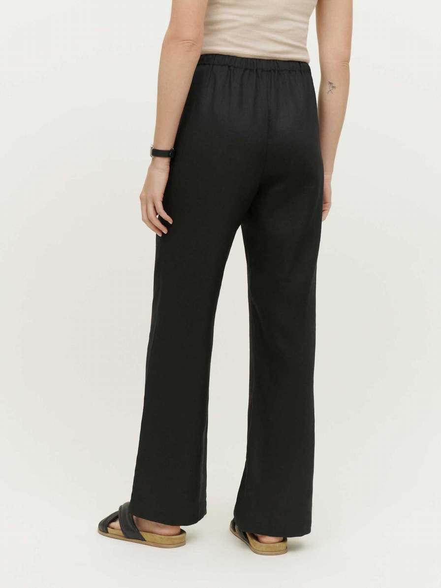 Women's Reformation Olina Linen Pants Black | USA-1236758