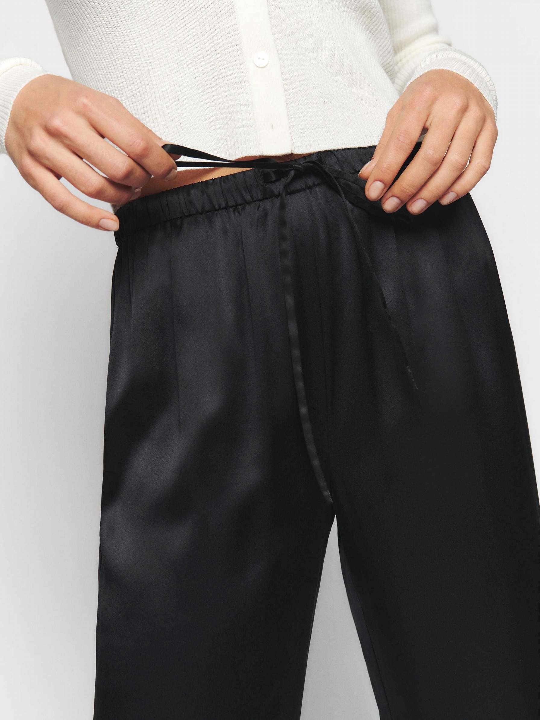 Women's Reformation Olina Silk Pants Black | USA-2307815