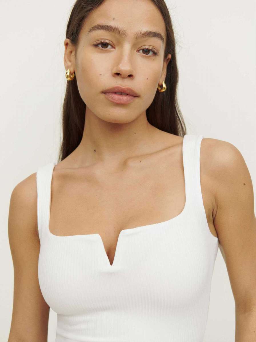 Women's Reformation Ossie Knit Tanks White | USA-521840