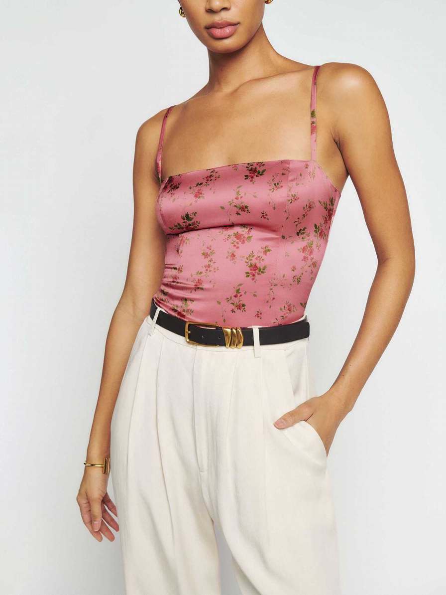 Women's Reformation Overland Silk Tops Flower | USA-3241867