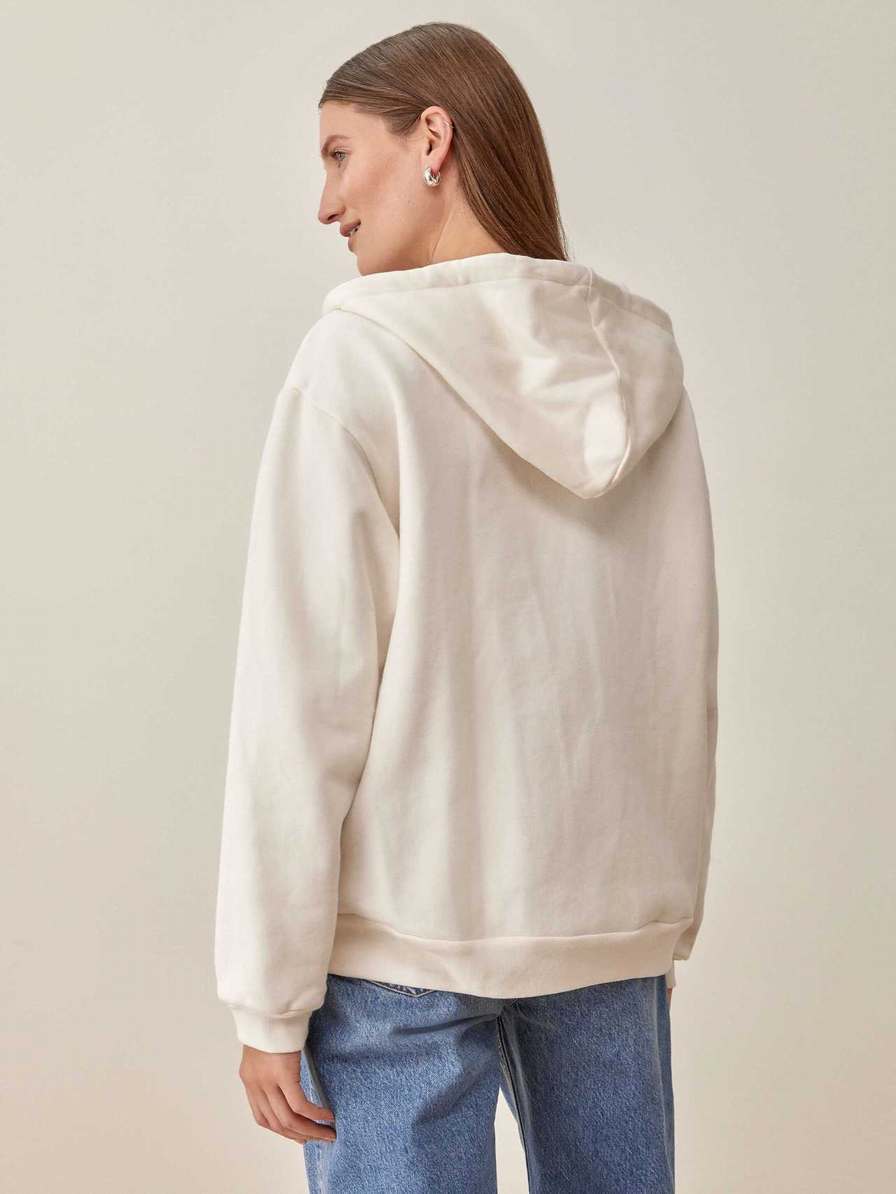 Women's Reformation Paige Zip Sweater White | USA-326185