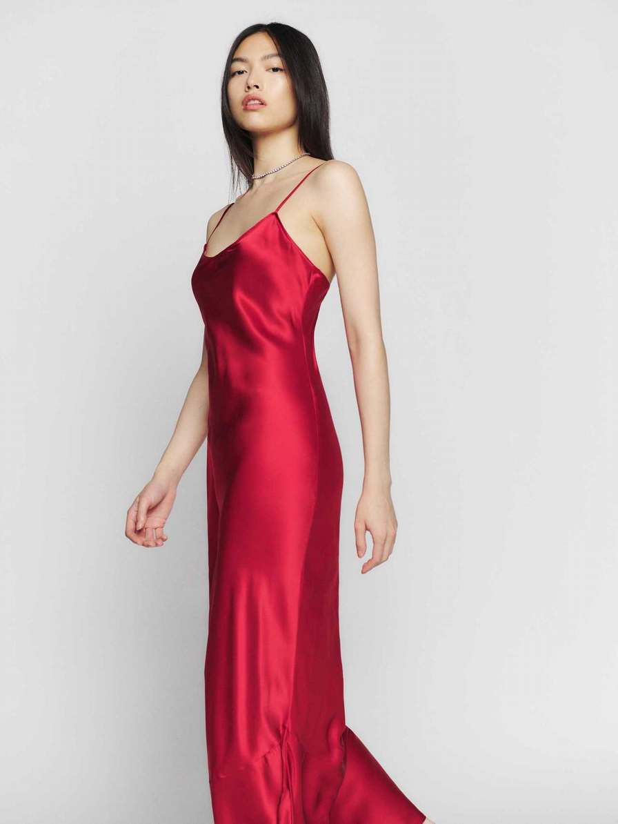 Women's Reformation Parma Silk Dress Red | USA-3816027