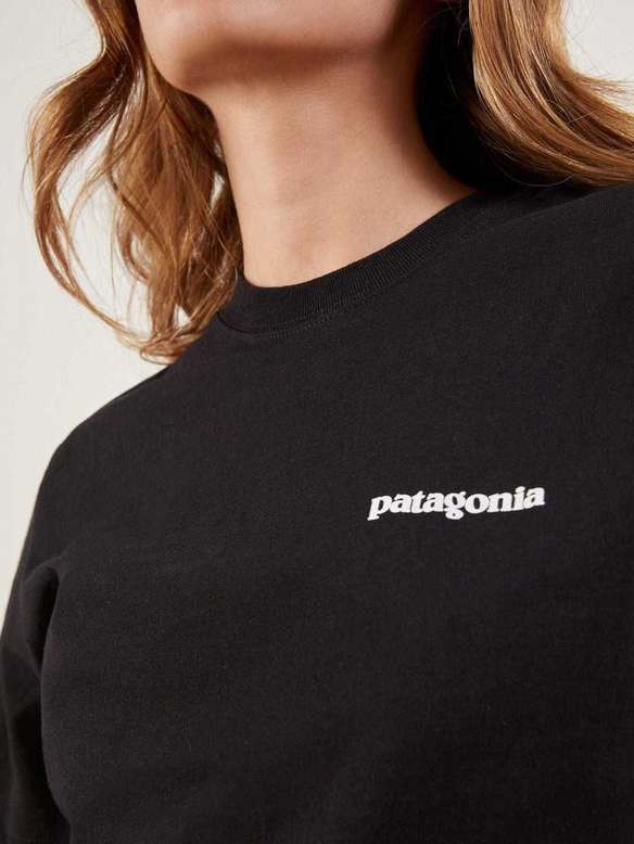 Women's Reformation Patagonia Logo T Shirts Black | USA-8715460