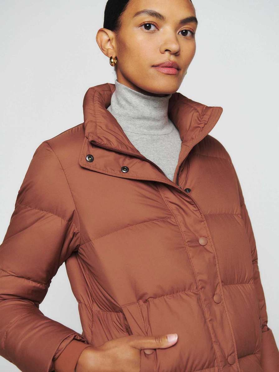 Women's Reformation Patagonia Silent Down Jackets Brown | USA-026138