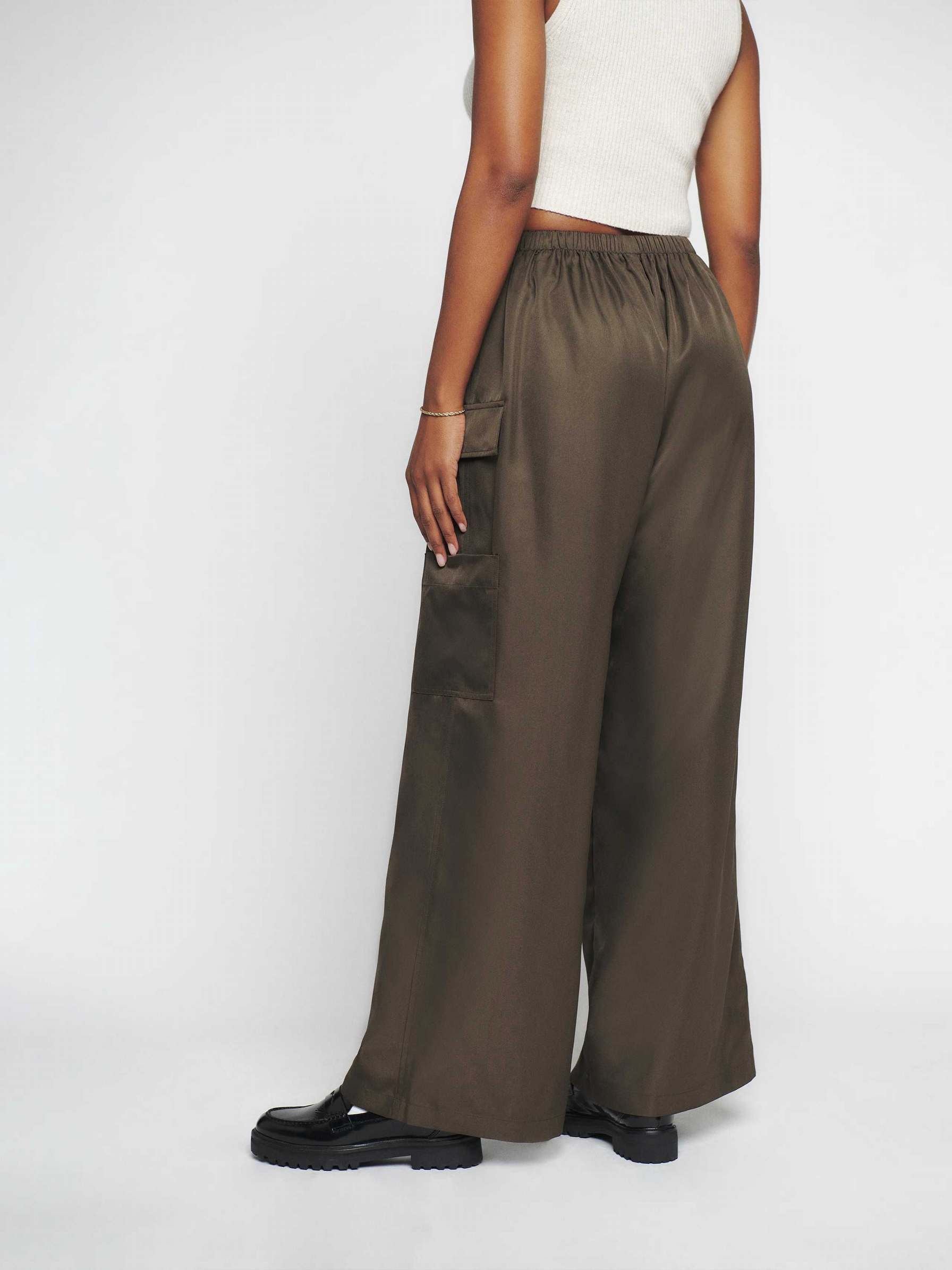 Women's Reformation Petites Ethan Pants Dark Olive | USA-271805