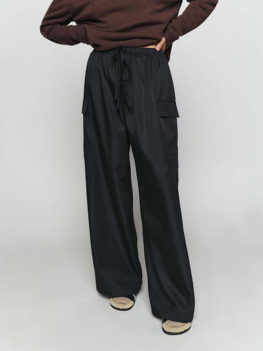 Women's Reformation Petites Ethan Pants Black | USA-802754