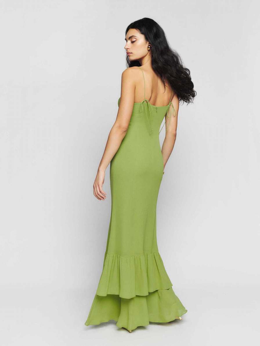 Women's Reformation Petites Fallon Dress Green | USA-576203