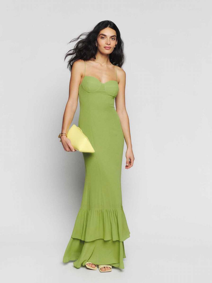 Women's Reformation Petites Fallon Dress Green | USA-576203