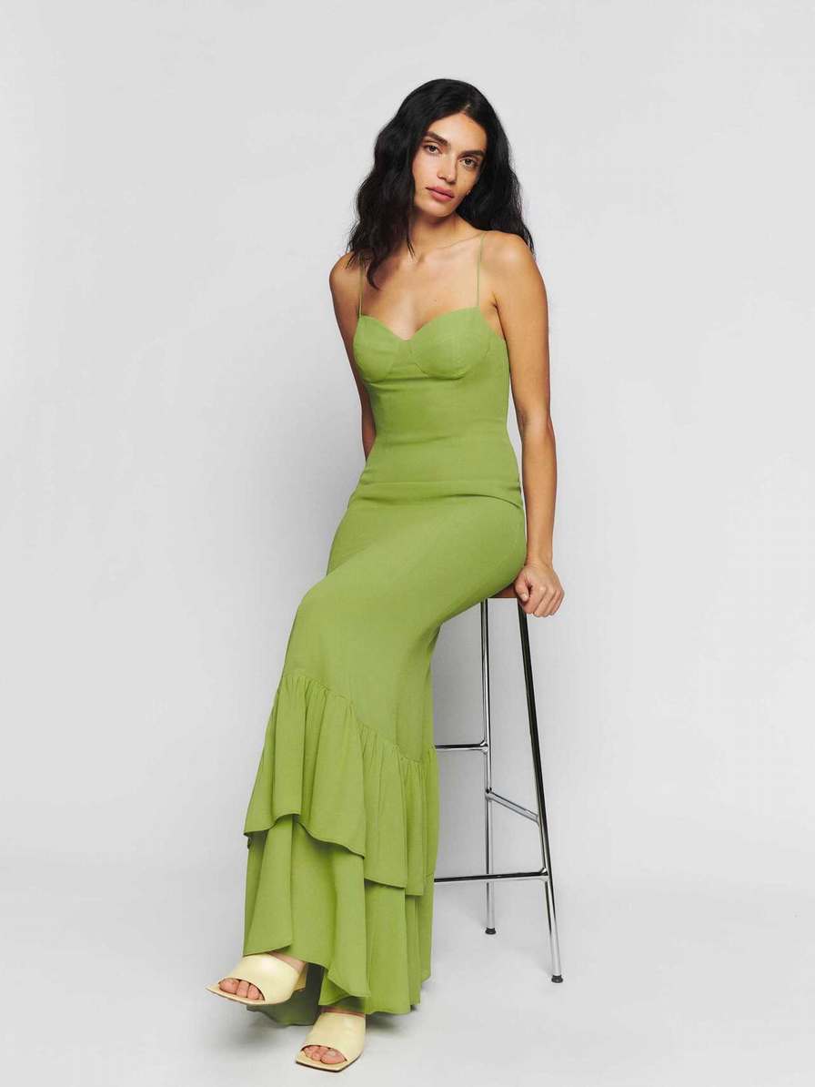 Women's Reformation Petites Fallon Dress Green | USA-576203