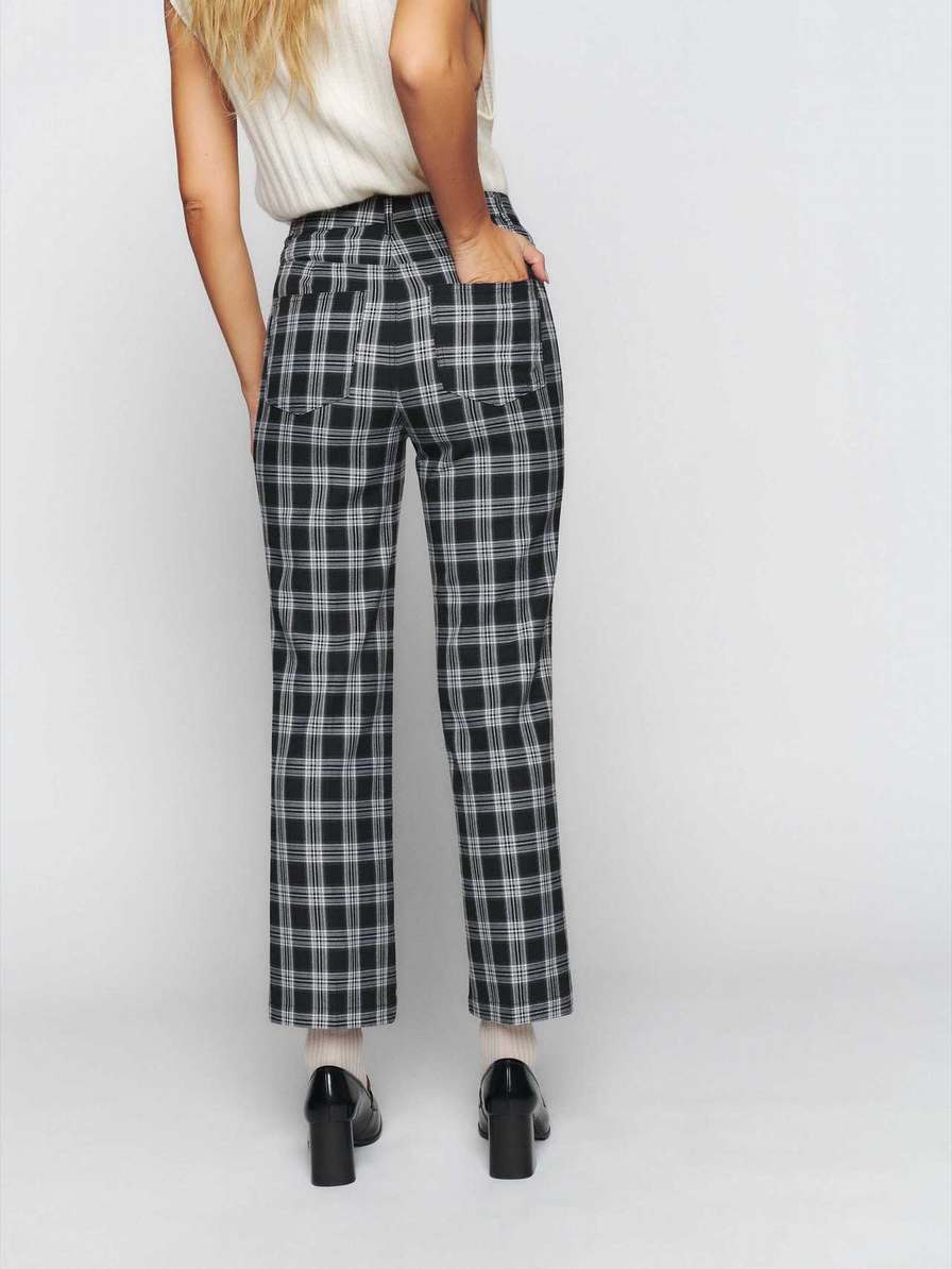 Women's Reformation Petites Franklin Pants Black White | USA-725863