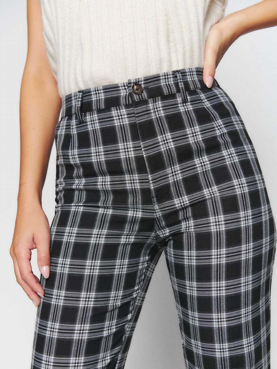 Women's Reformation Petites Franklin Pants Black White | USA-725863