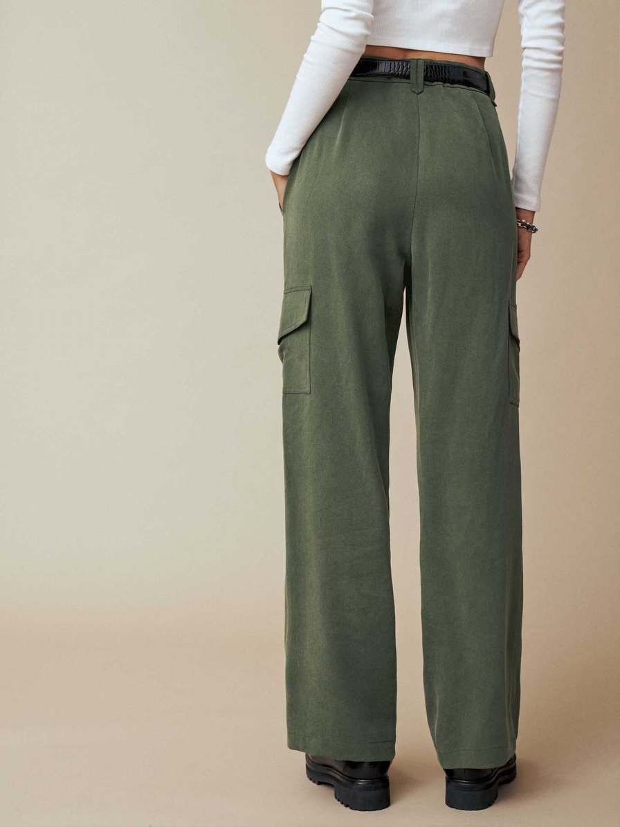 Women's Reformation Petites Jackson Pants Dark Green | USA-270618