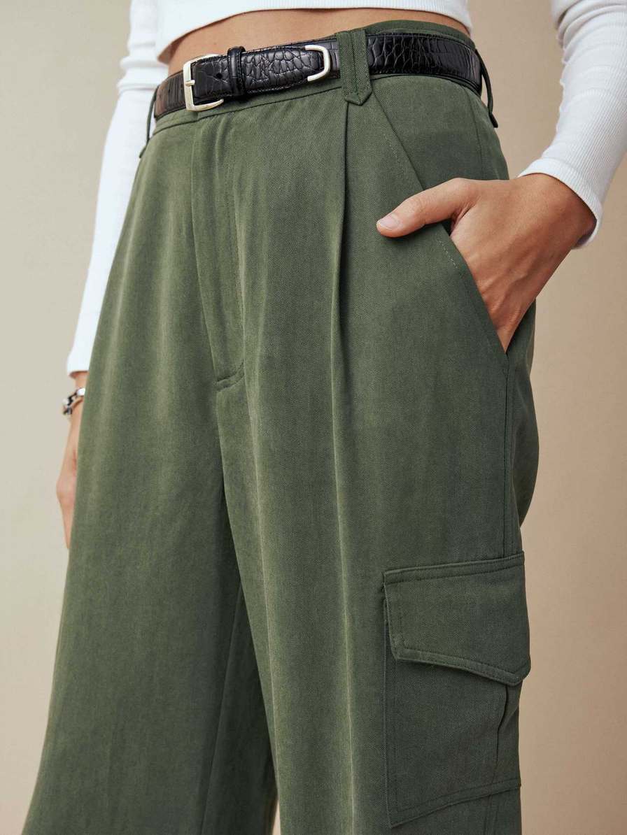 Women's Reformation Petites Jackson Pants Dark Green | USA-270618