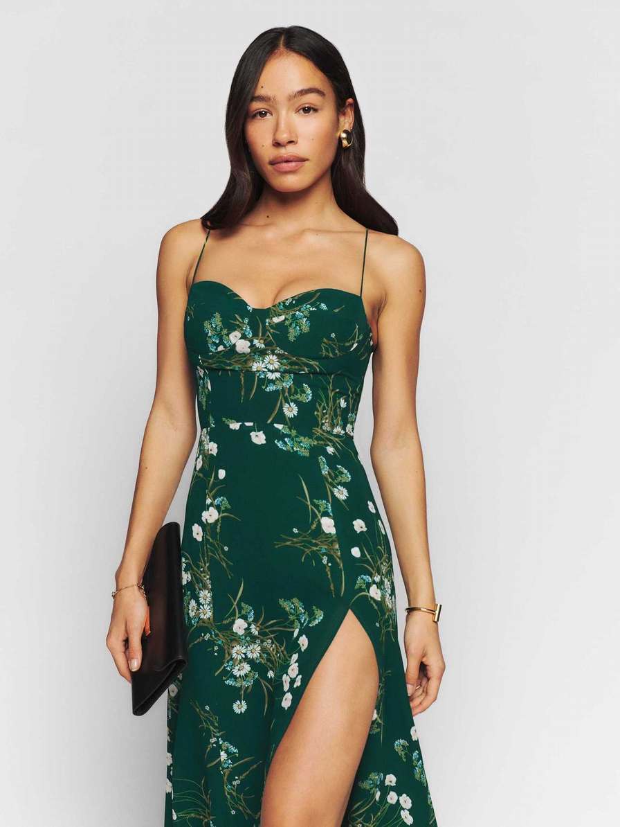 Women's Reformation Petites Juliette Dress Dark Green | USA-2316540