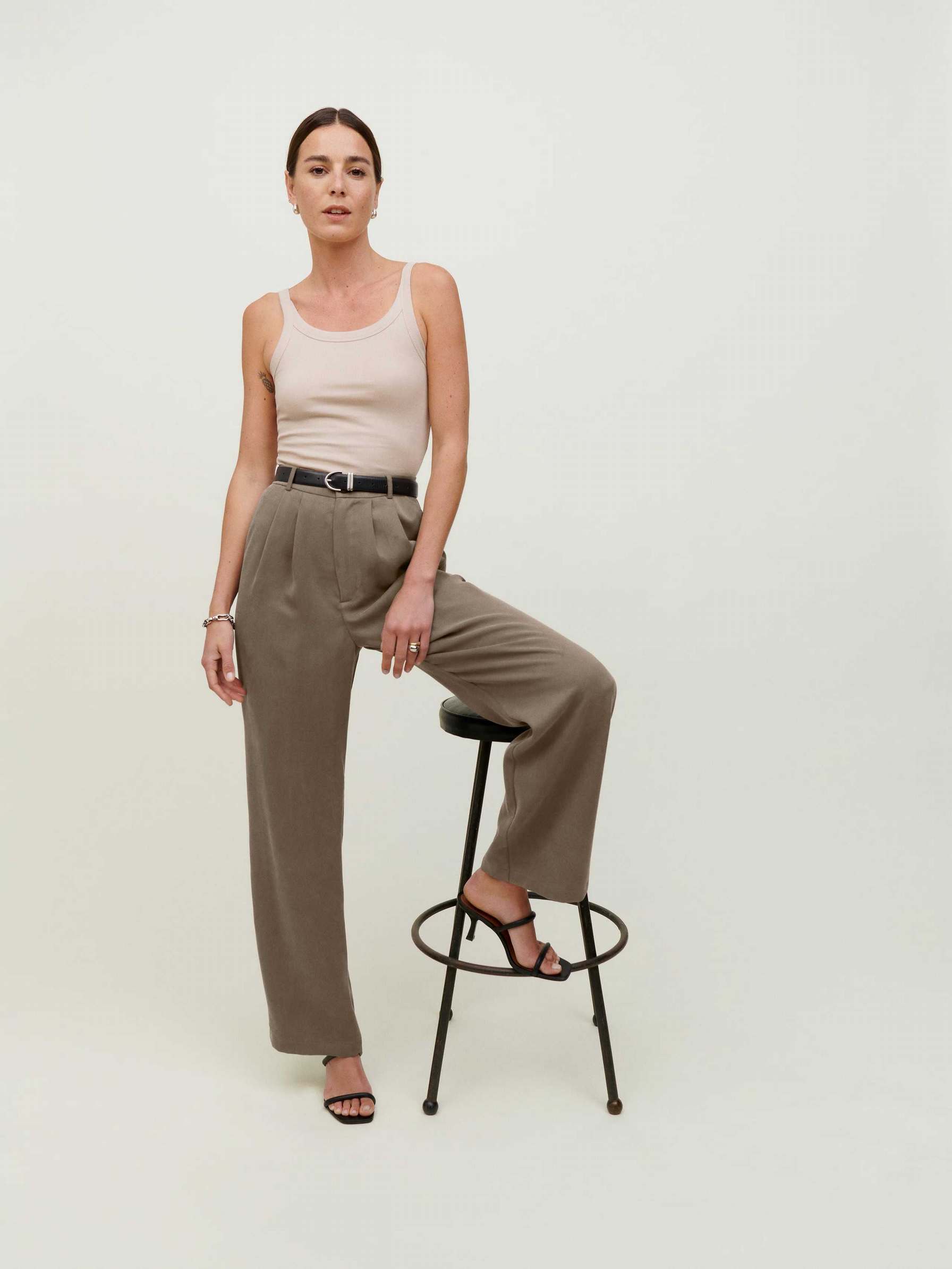 Women's Reformation Petites Mason Pants Light Brown | USA-3701468