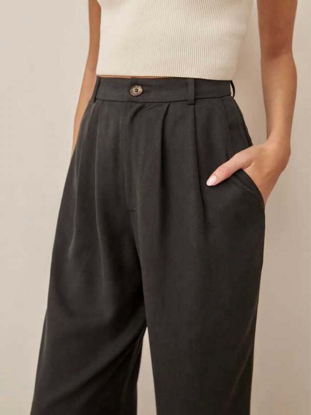 Women's Reformation Petites Mason Pants Black | USA-6123457