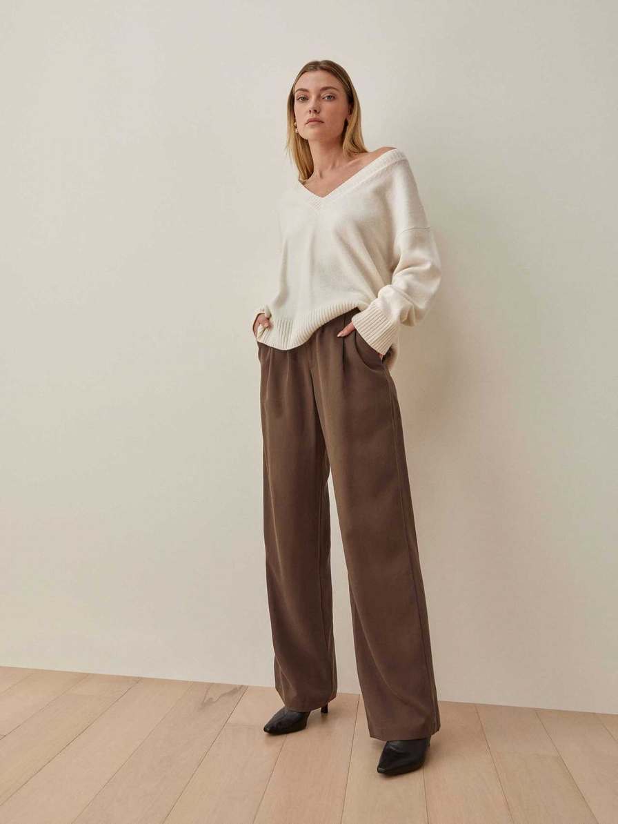 Women's Reformation Petites Mason Pants Coffee | USA-8534720