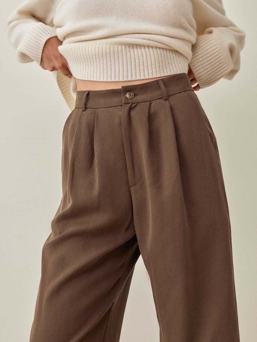 Women's Reformation Petites Mason Pants Coffee | USA-8534720