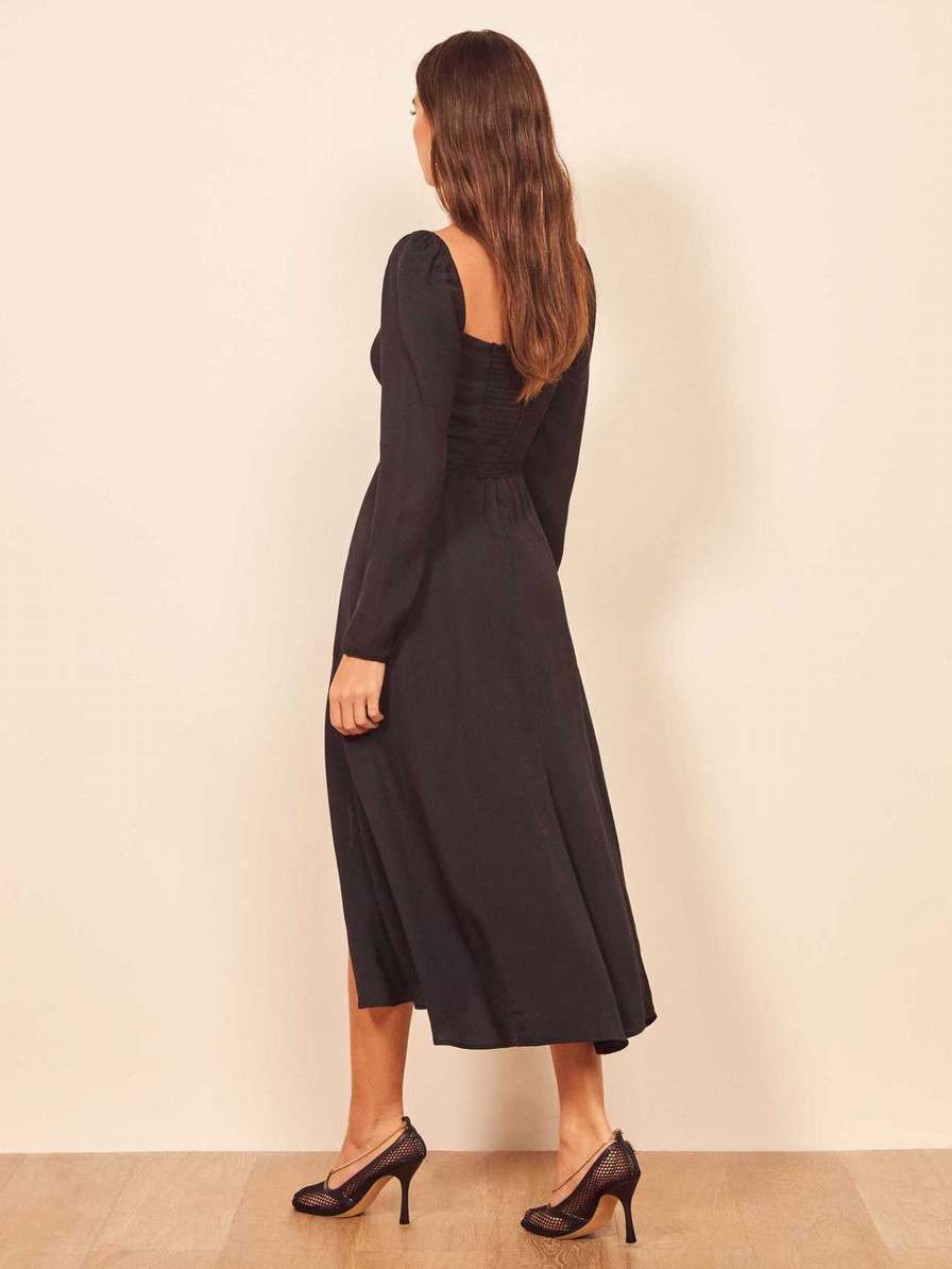 Women's Reformation Petites Sigmund Dress Black | USA-360287