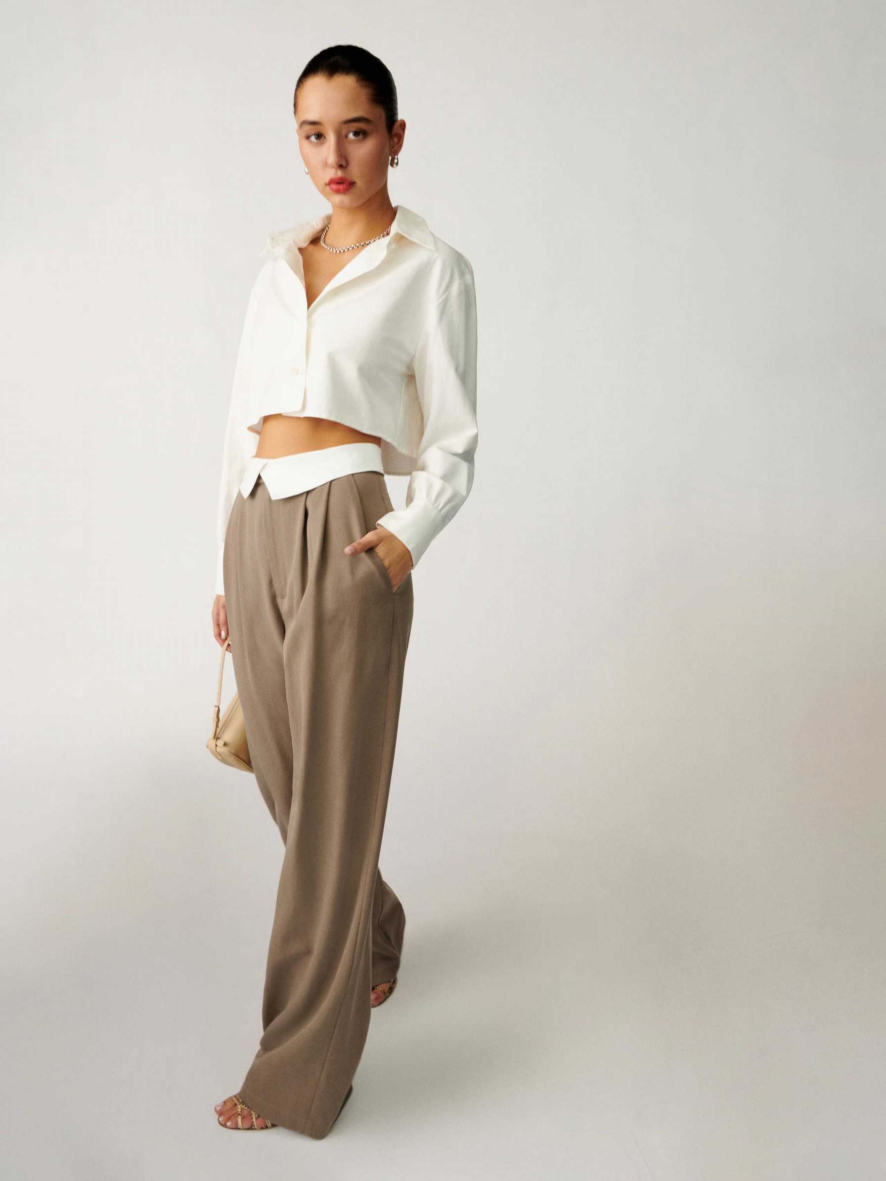 Women's Reformation Petites Stevie Pants Light Brown | USA-642170