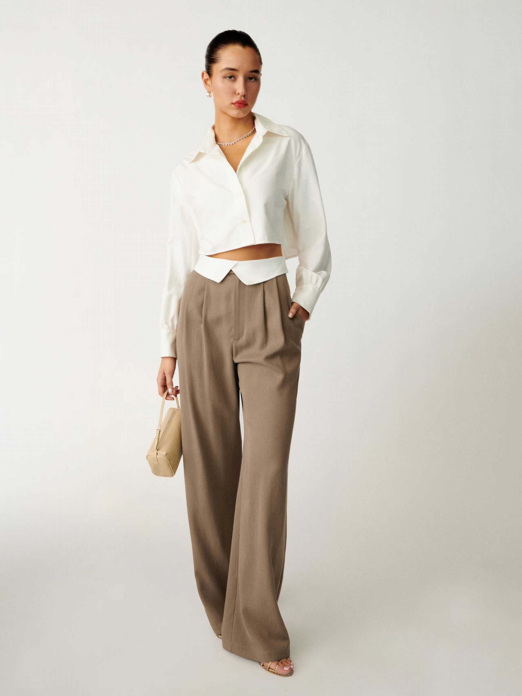 Women's Reformation Petites Stevie Pants Light Brown | USA-642170