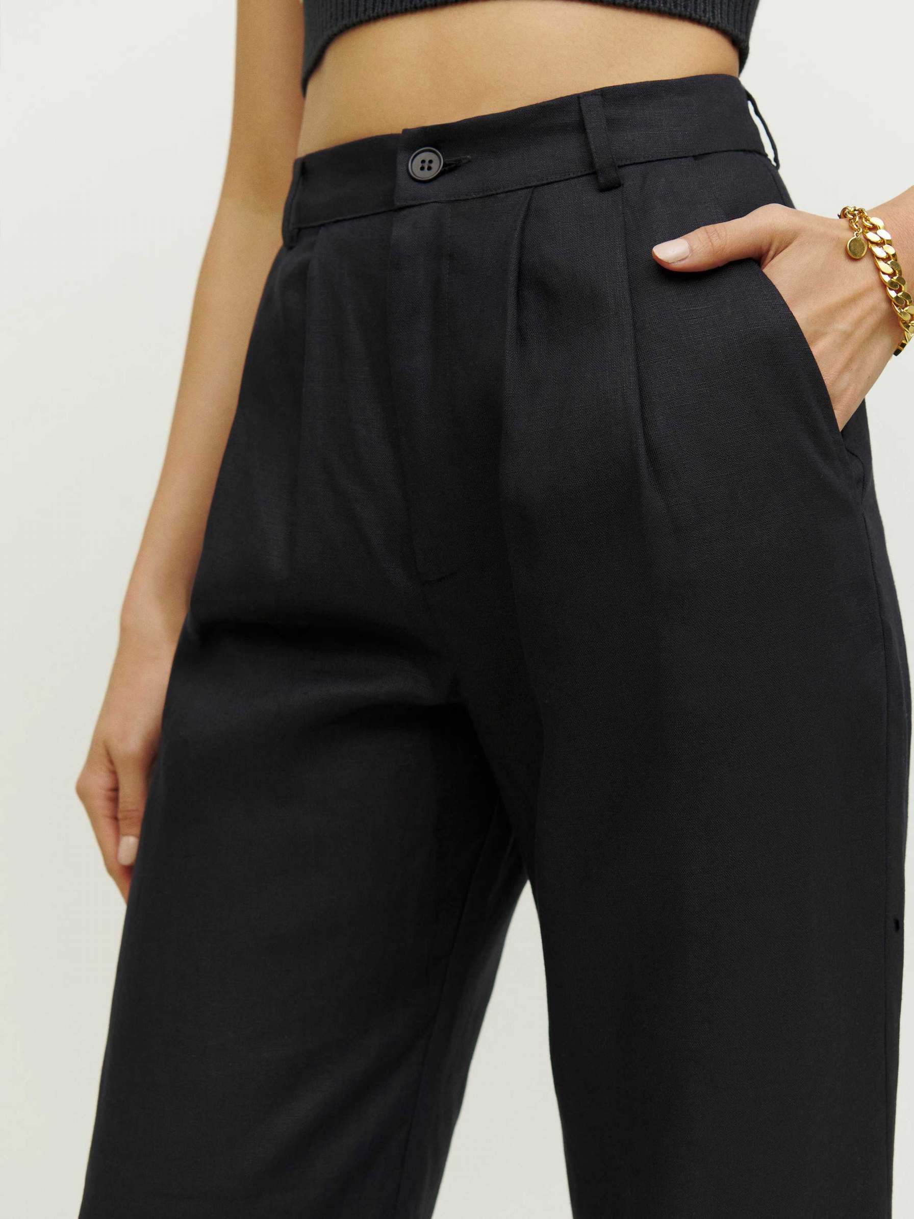 Women's Reformation Petites Vesta Pants Black | USA-147380