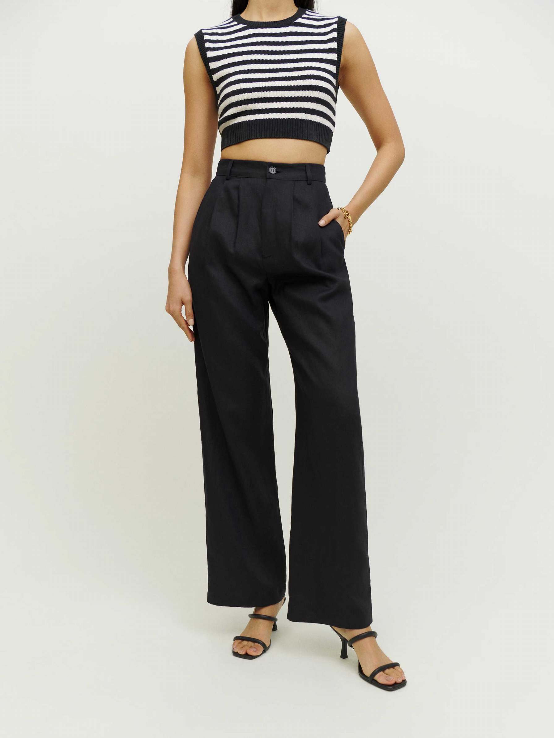 Women's Reformation Petites Vesta Pants Black | USA-147380