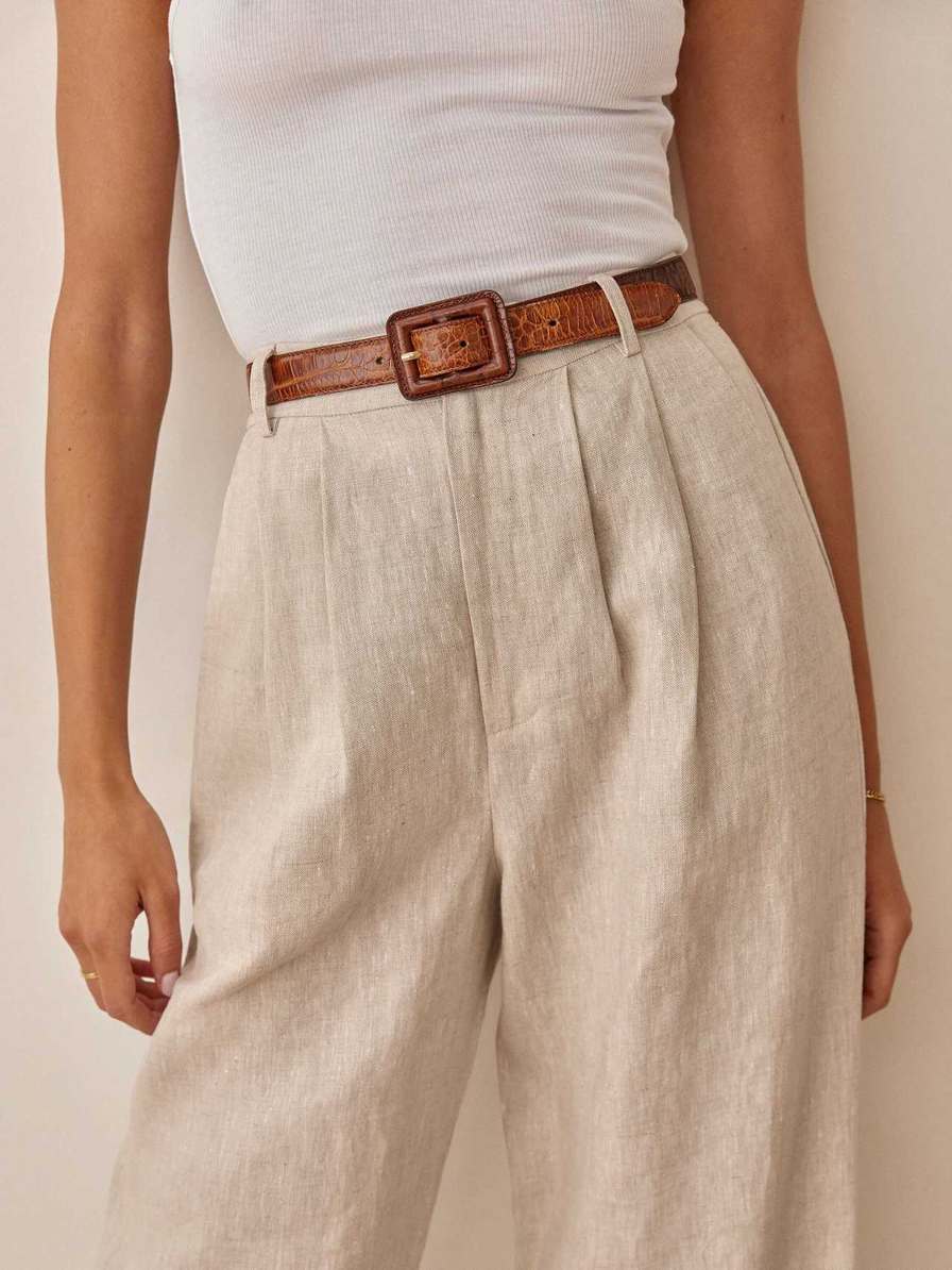 Women's Reformation Petites Vesta Pants Beige | USA-5680231