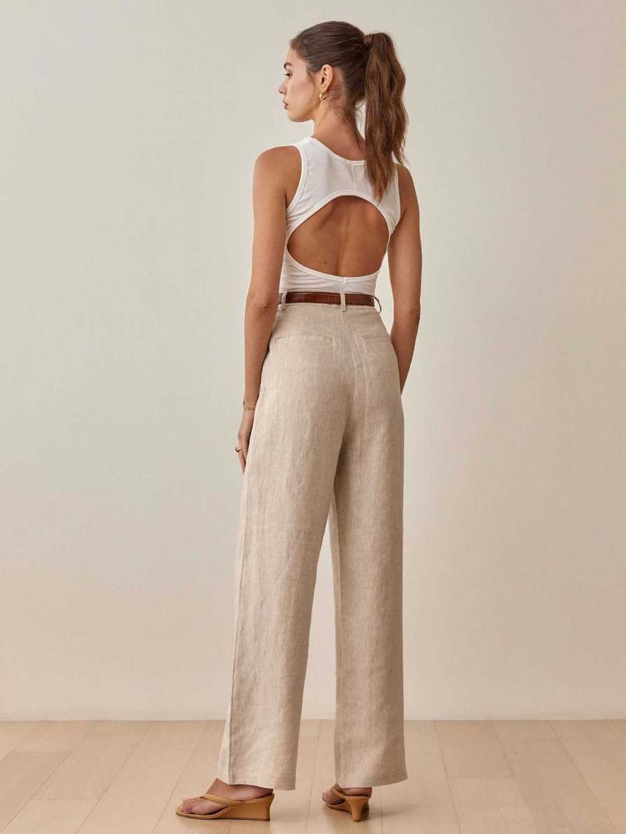 Women's Reformation Petites Vesta Pants Beige | USA-5680231