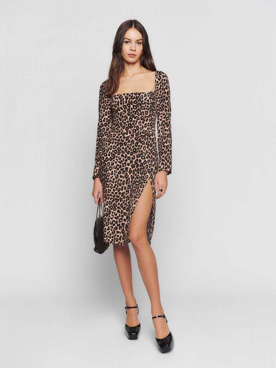 Women's Reformation Peyton Dress Leopard | USA-6304528