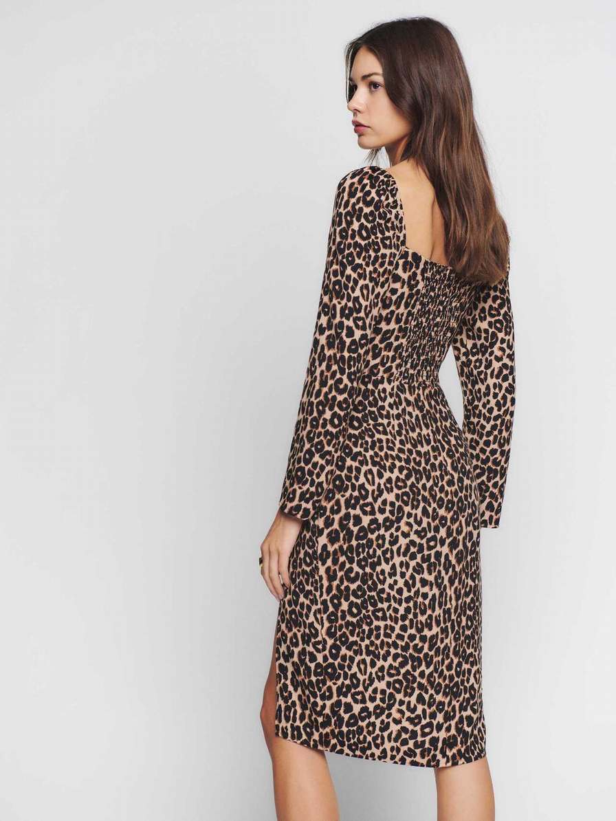 Women's Reformation Peyton Dress Leopard | USA-6304528