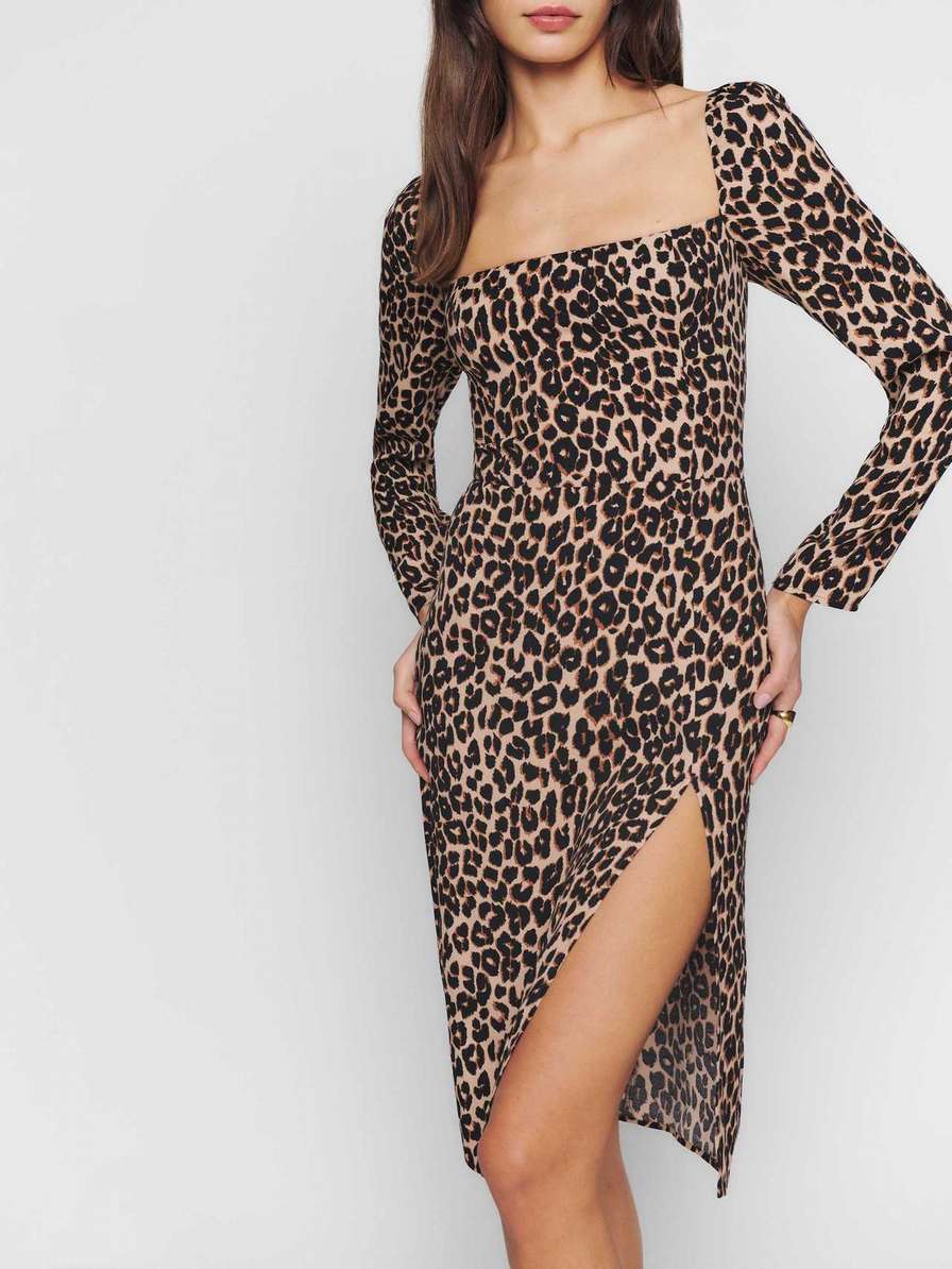 Women\'s Reformation Peyton Dress Leopard | USA-6304528