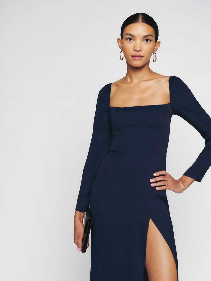 Women's Reformation Peyton Dress Navy | USA-836175