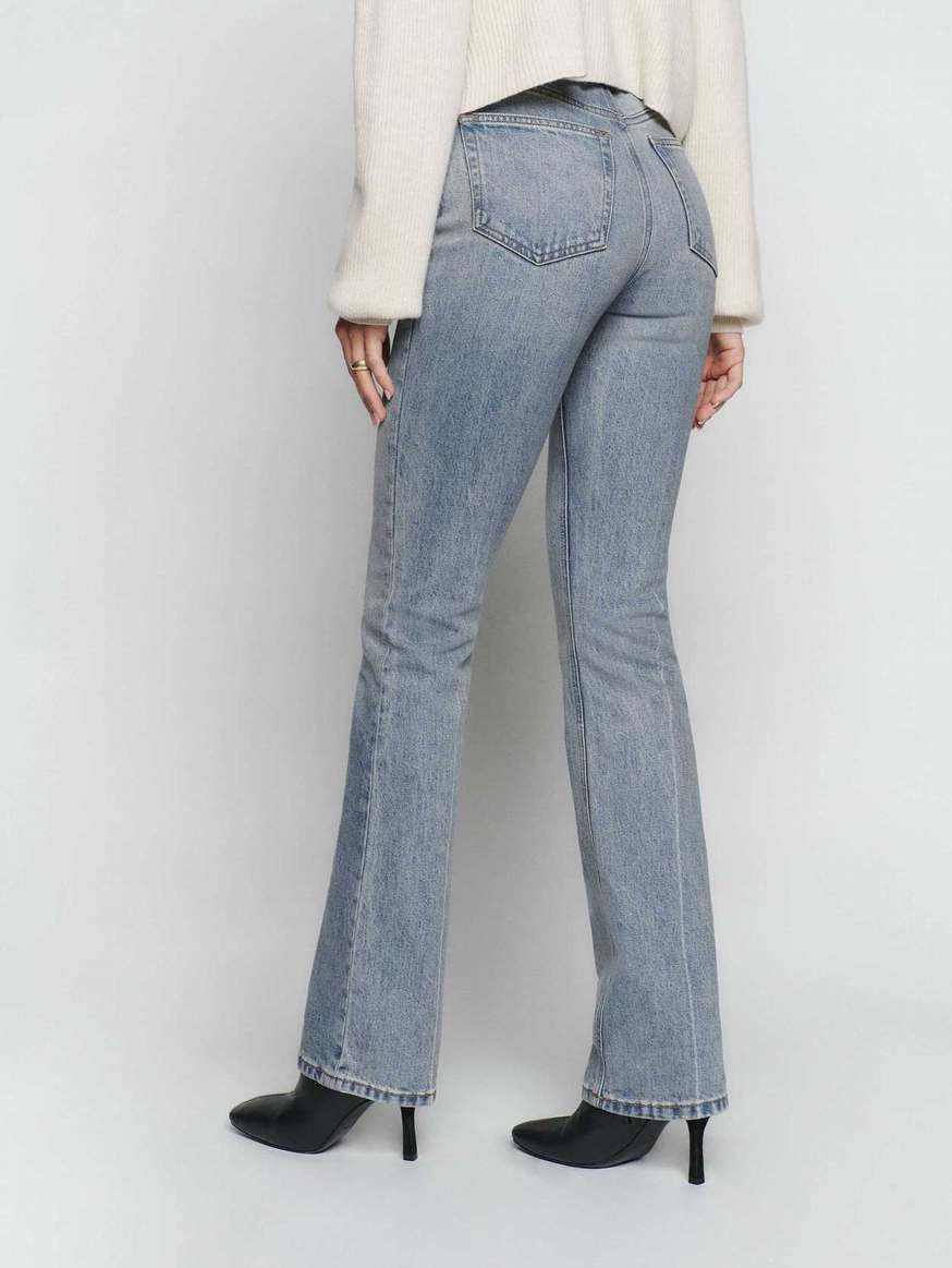 Women's Reformation Peyton High Rise Bootcut Jeans Blue | USA-613852