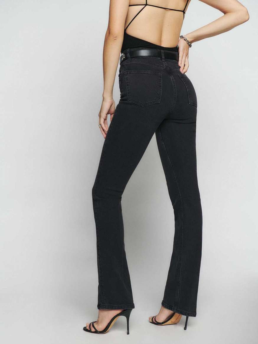 Women's Reformation Peyton High Rise Bootcut Jeans Black | USA-832710