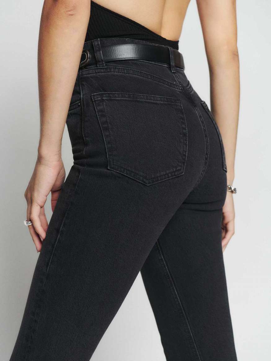 Women's Reformation Peyton High Rise Bootcut Jeans Black | USA-832710