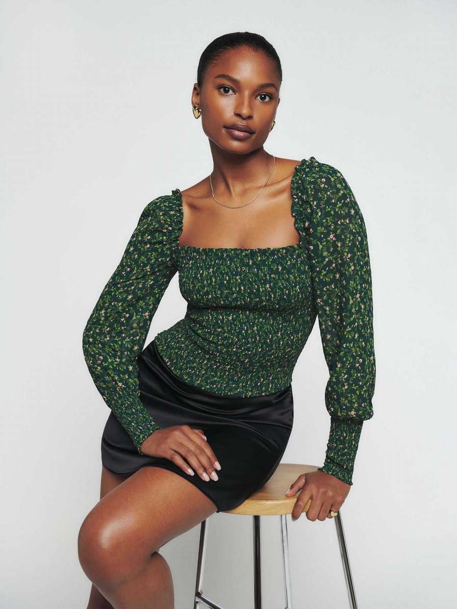 Women's Reformation Pinto Tops Dark Green | USA-830576