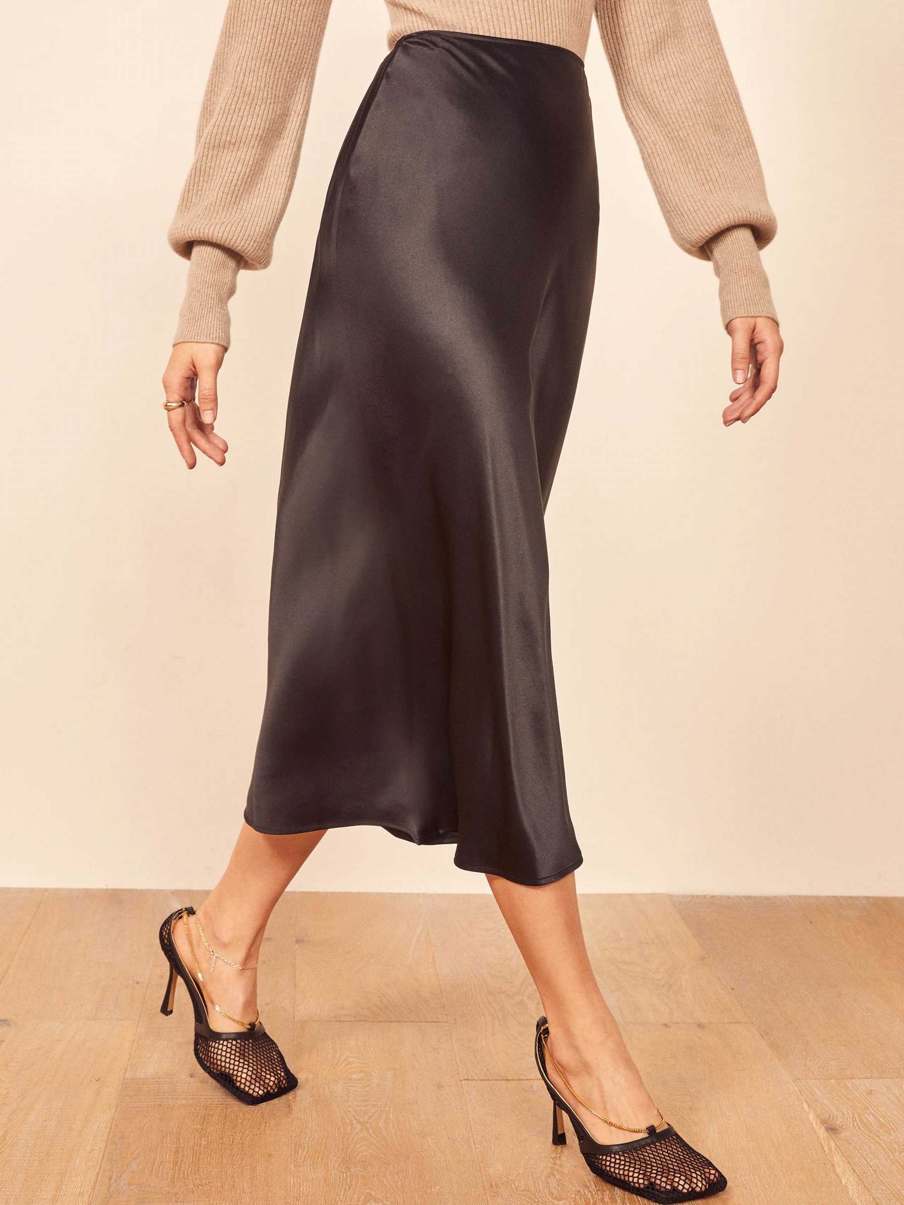 Women's Reformation Pratt Silk Skirts Black | USA-132085