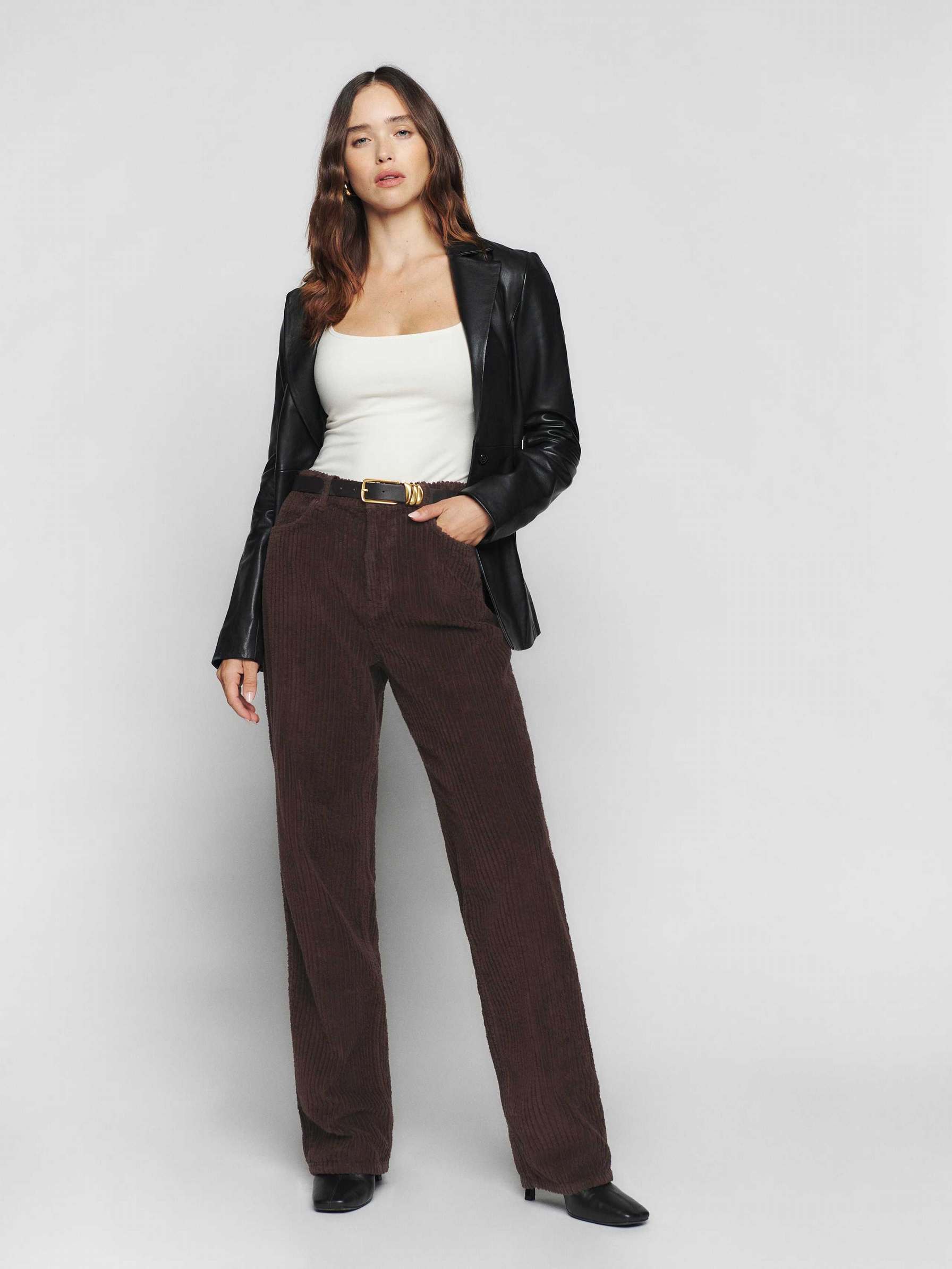 Women's Reformation Preston Pants Coffee | USA-5627401