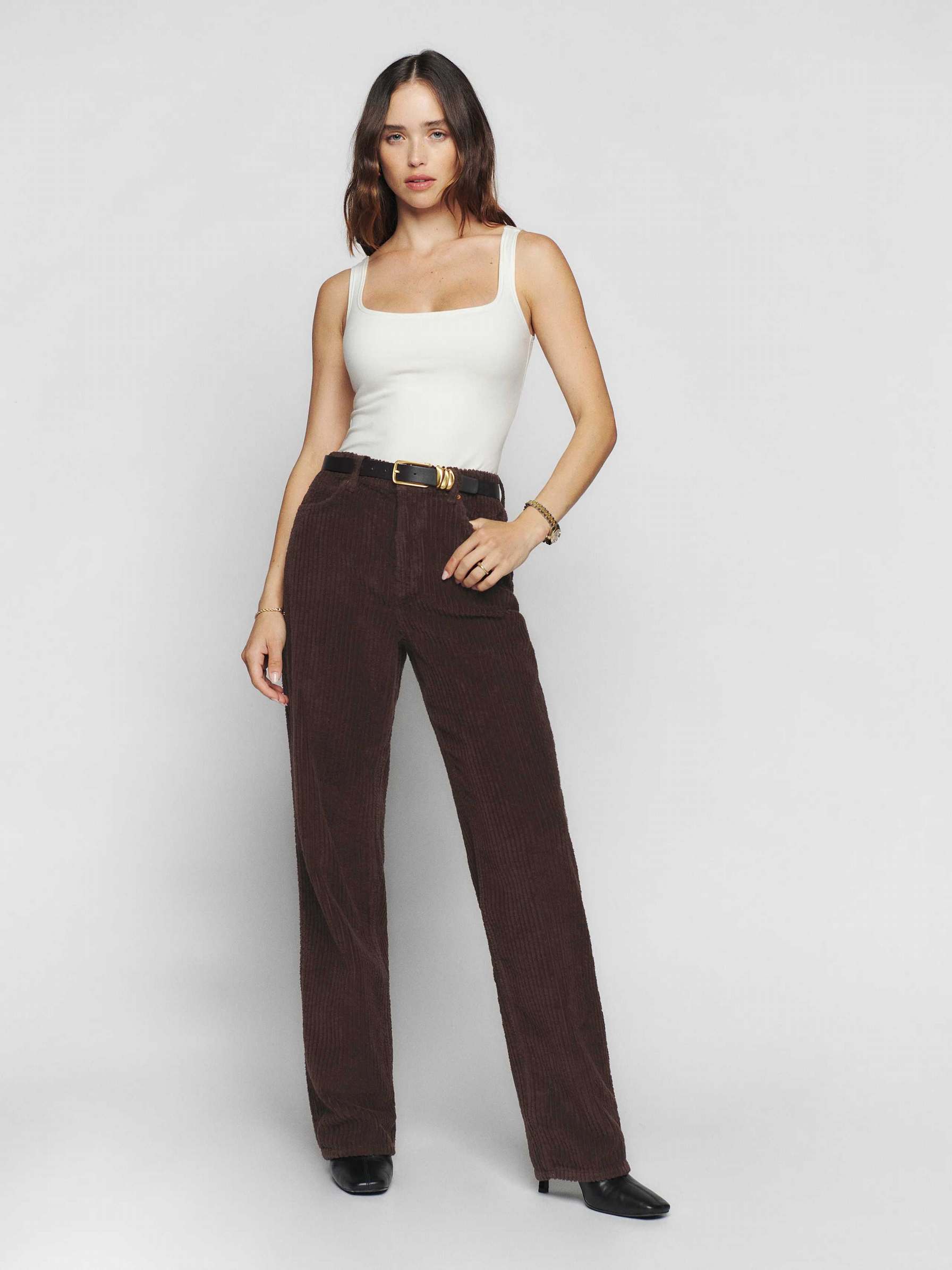 Women's Reformation Preston Pants Coffee | USA-5627401