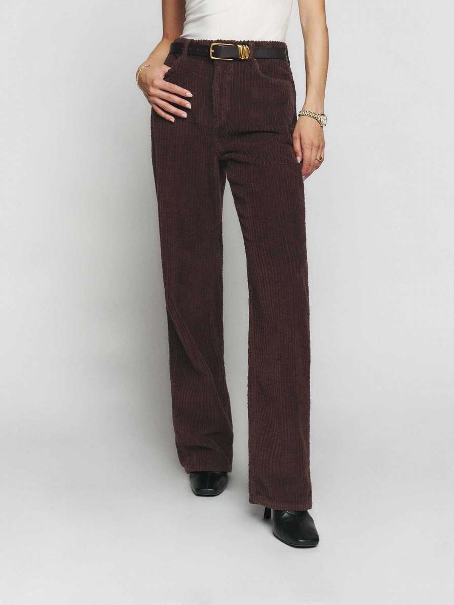 Women\'s Reformation Preston Pants Coffee | USA-5627401