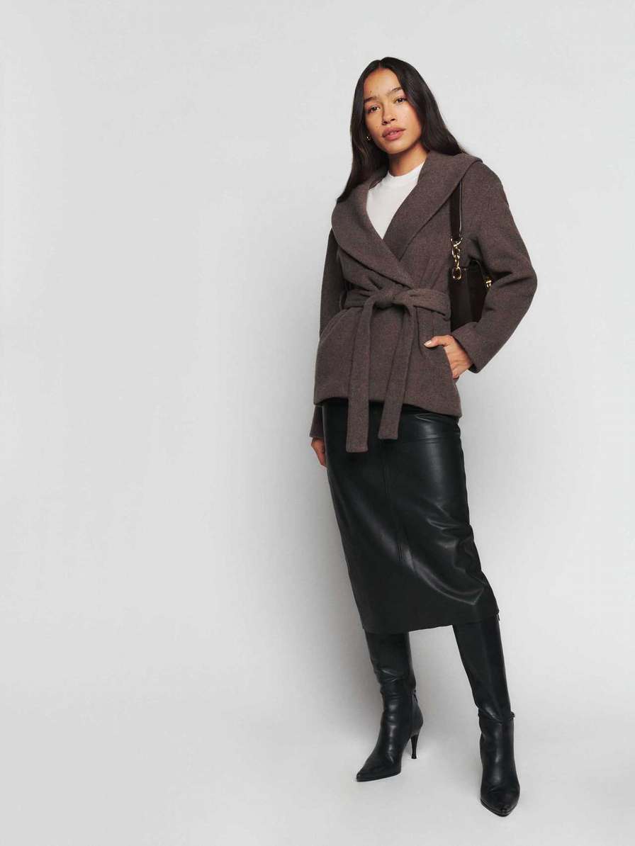 Women's Reformation Regent Jackets Coffee | USA-180734